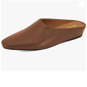 Wo Wagas Brown Mules Low Wedge Heels Slippers Square Toe Slip On Indoor Shoe